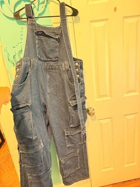 a new day Dark Blue Denim Wide-Leg Overalls